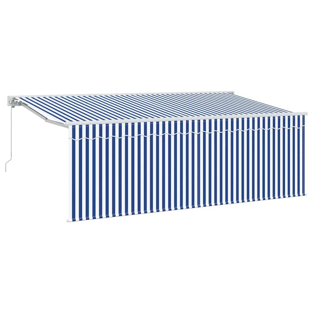Markiza zwijana niebiesko-biały 350 x 200 cm Tkanina, metal Lumarko!