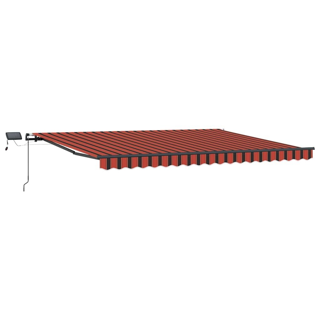 Ręczna markiza chowana z LED w pomarańczowym i brązowym 400x350 cm Lumarko!