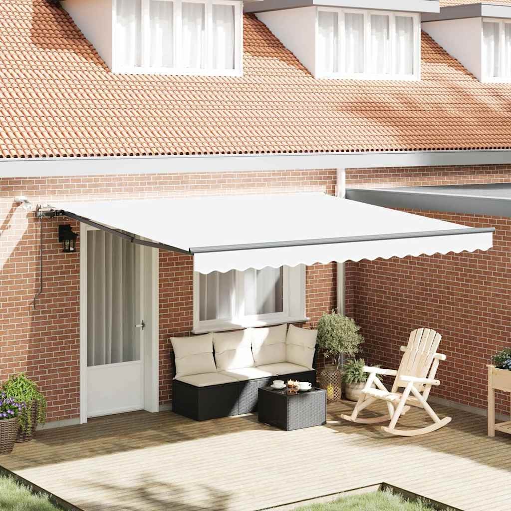 Automatyczna markiza chowana z LED Biała 400x350 cm Lumarko!