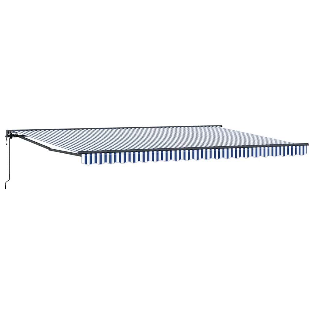 Markiza zwijana ręczne Niebieski i biały 500x300 cm tkanina Lumarko!