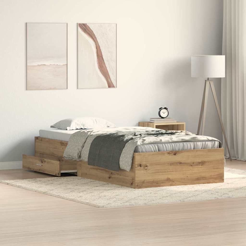 Ramka łóżka Artisan dąb 100x200 cm z drewna inżynieryjnego Lumarko!