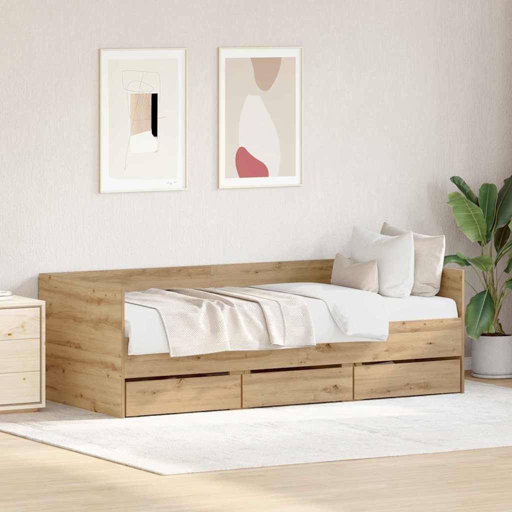 Łóżko dzienne Dąb rzemieślniczy Drewno inżynieryjne 90 x 200 cm Lumarko!