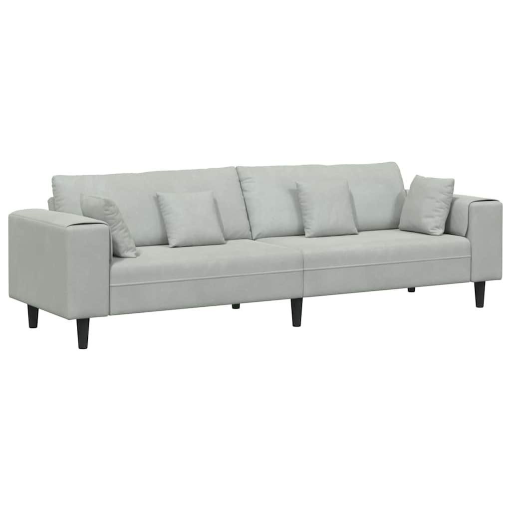 Sofa welurowa z poduszką Jasnoszary 208 cm Aksamit Lumarko!