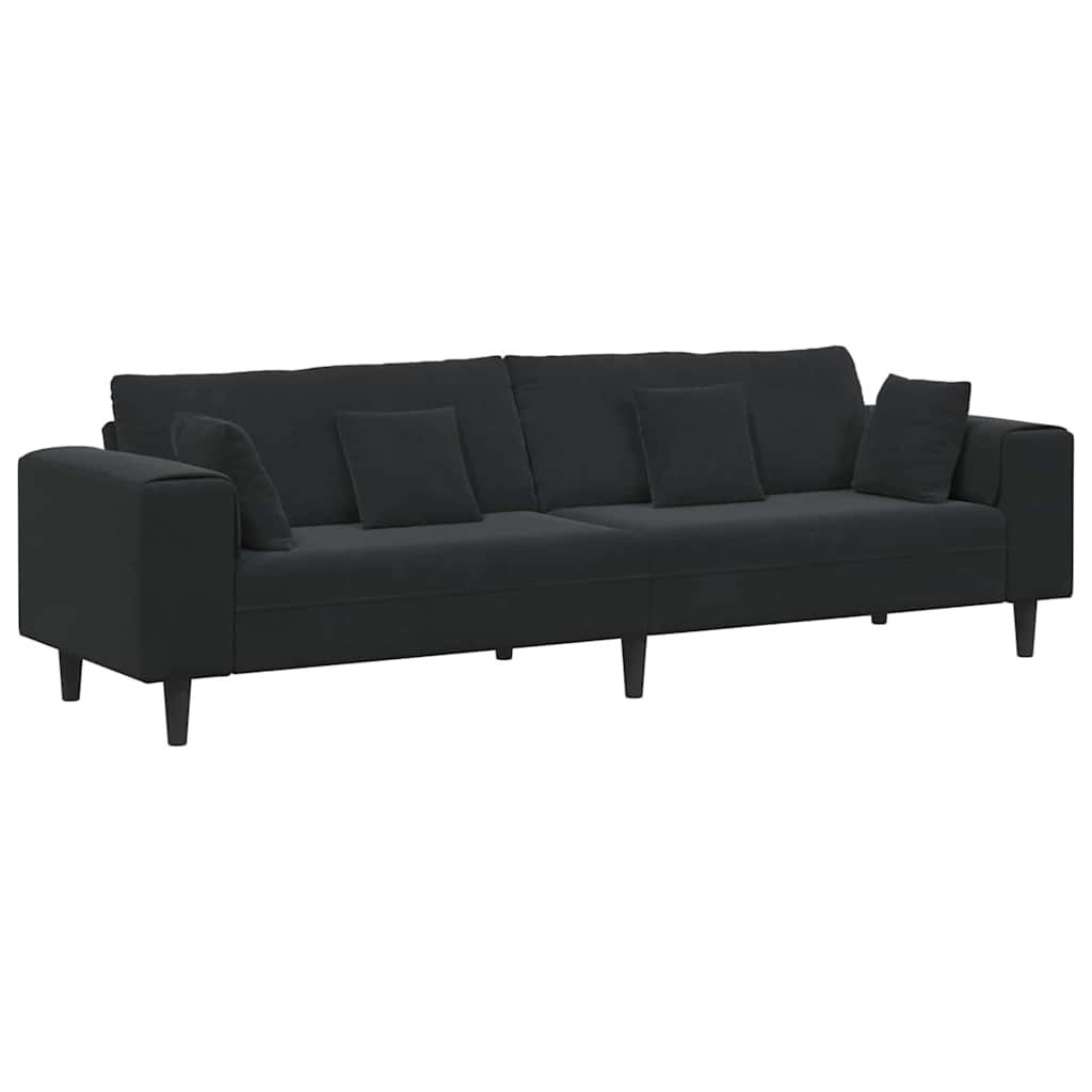 Sofa welurowa z poduszką Czarny 208 cm Aksamit Lumarko!