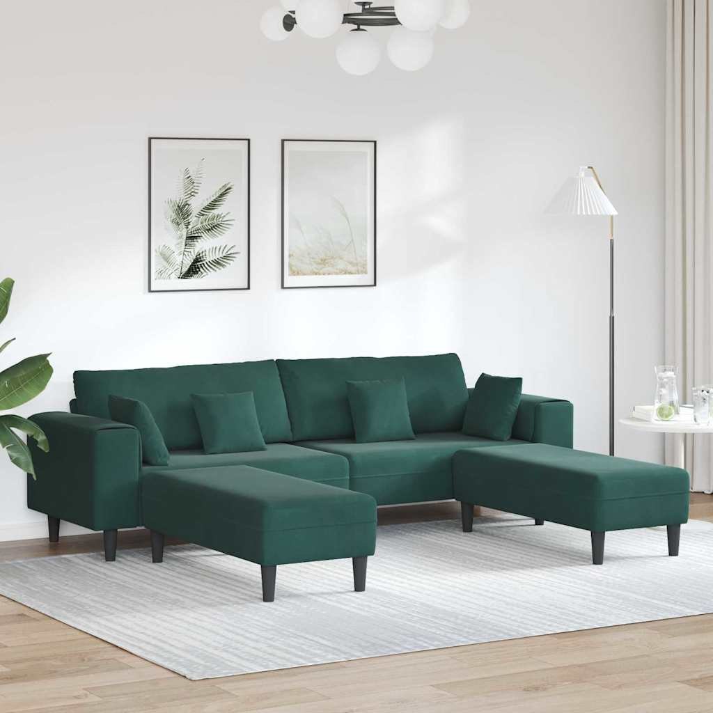 Sofa welurowa z poduszką 3 pcs Ciemna zieleń 208 cm Aksamit Lumarko!