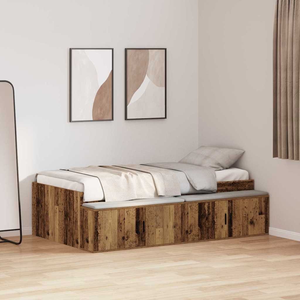Łóżko z magazynem Stare Drewno 75x190 cm Lumarko!