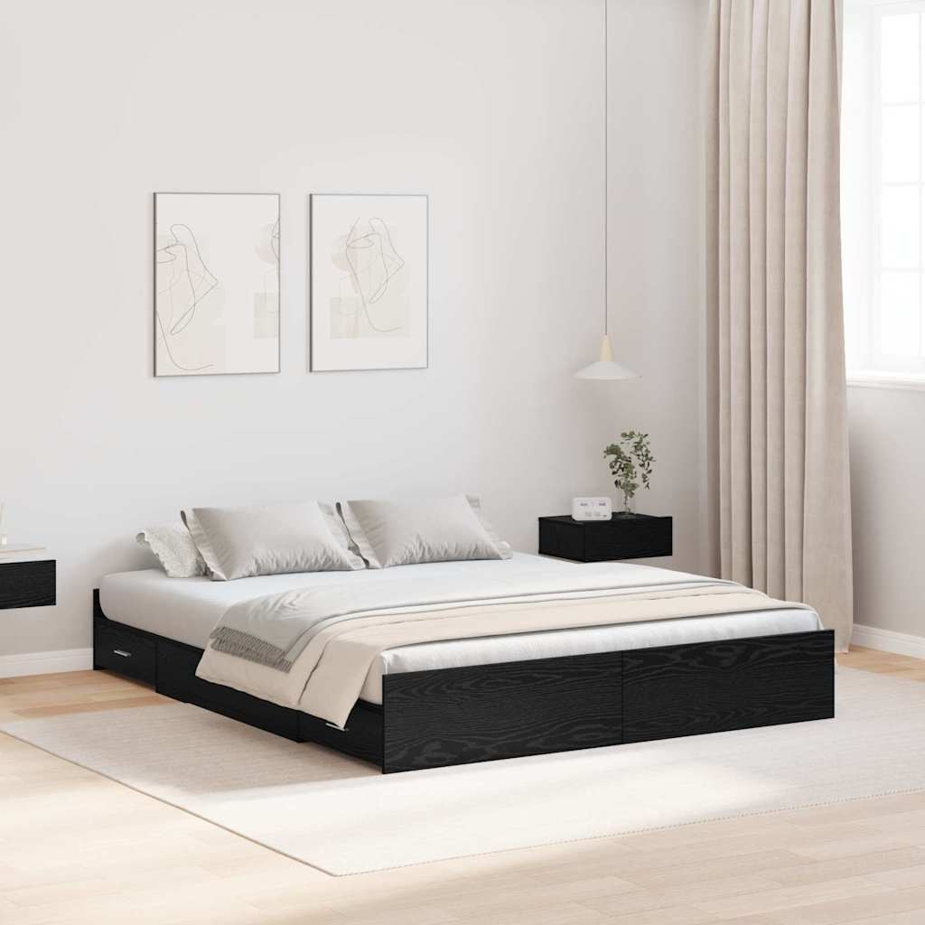 Rama łóżka z miejscem na przechowywanie Czarny dąb 160 x 200 cm Lumarko!