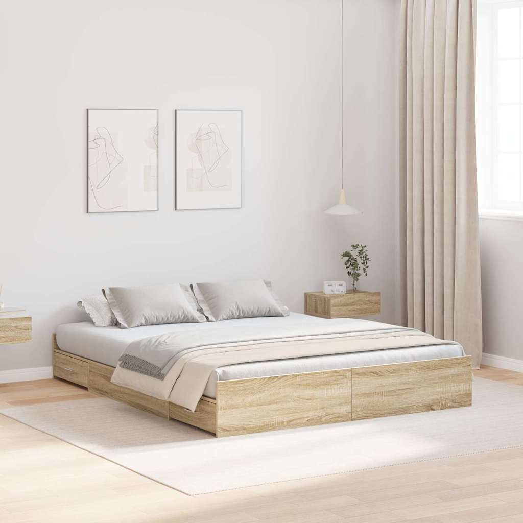 Rama łóżka z miejscem na przechowywanie dąb sonoma 140 x 190 cm Lumarko!