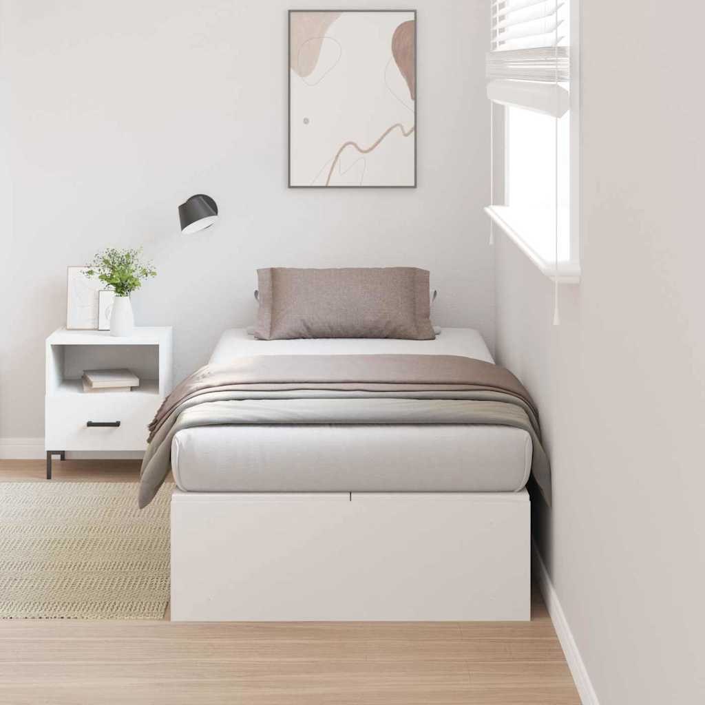 Biała rama łóżka z miejscem na przechowywanie 100x200 cm Lumarko!