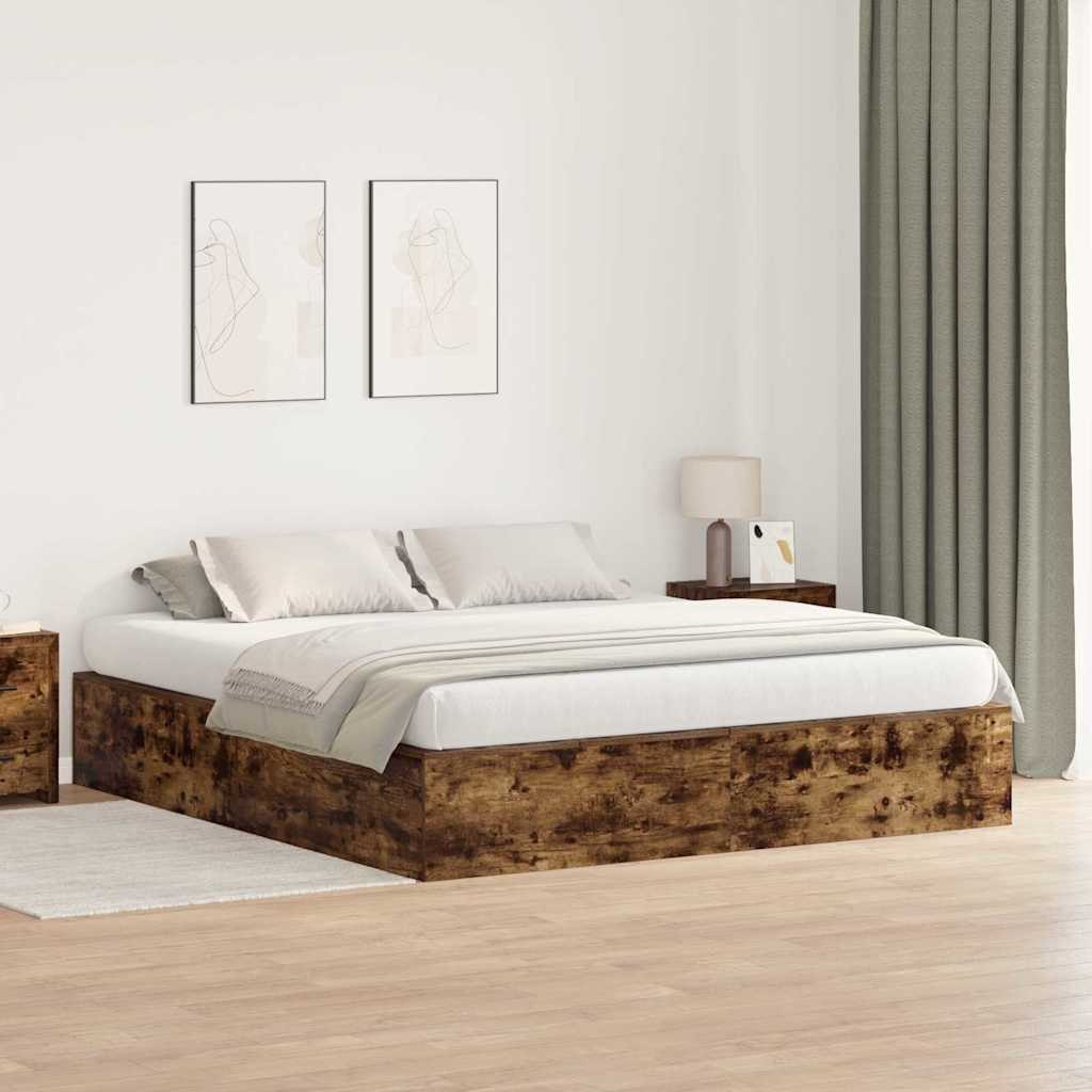 Łóżko z szufladami dąb dymiony 200x200 cm Lumarko!