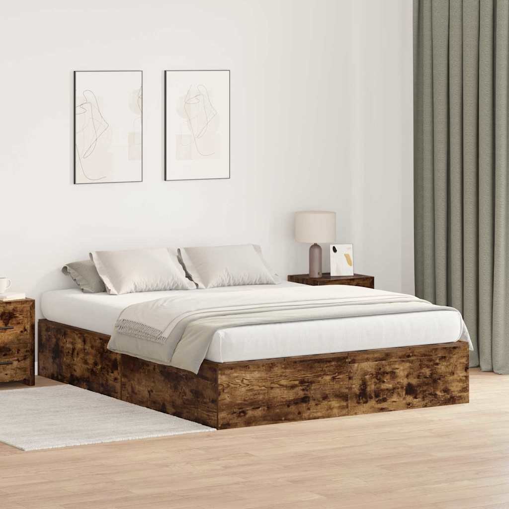 Łóżko z miejscem na przechowywanie Smoked Oak 135x190 cm Lumarko!