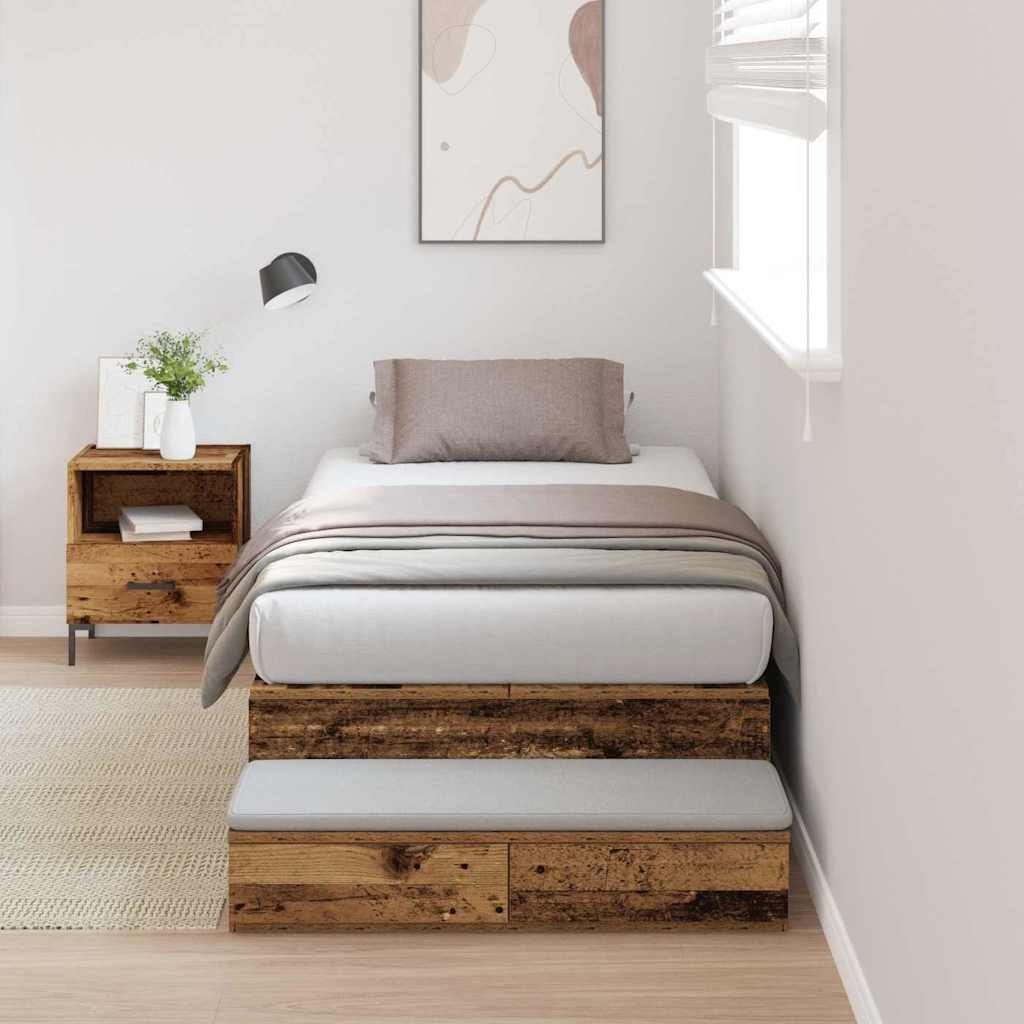 Ramka łóżka z miejscem na przechowywanie Stare drewno 100x200 cm Lumarko!