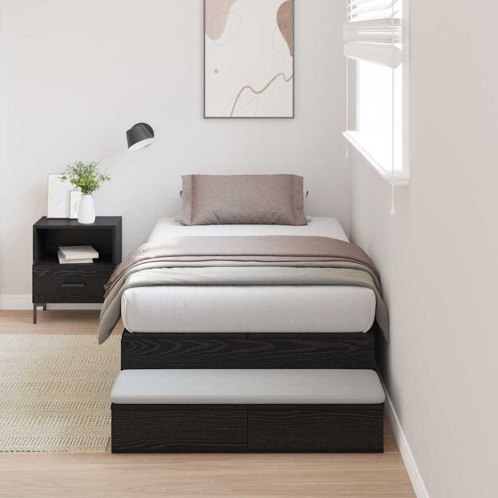 Rama łóżka z miejscem na przechowywanie Czarny Dąb 90x190 cm Lumarko!