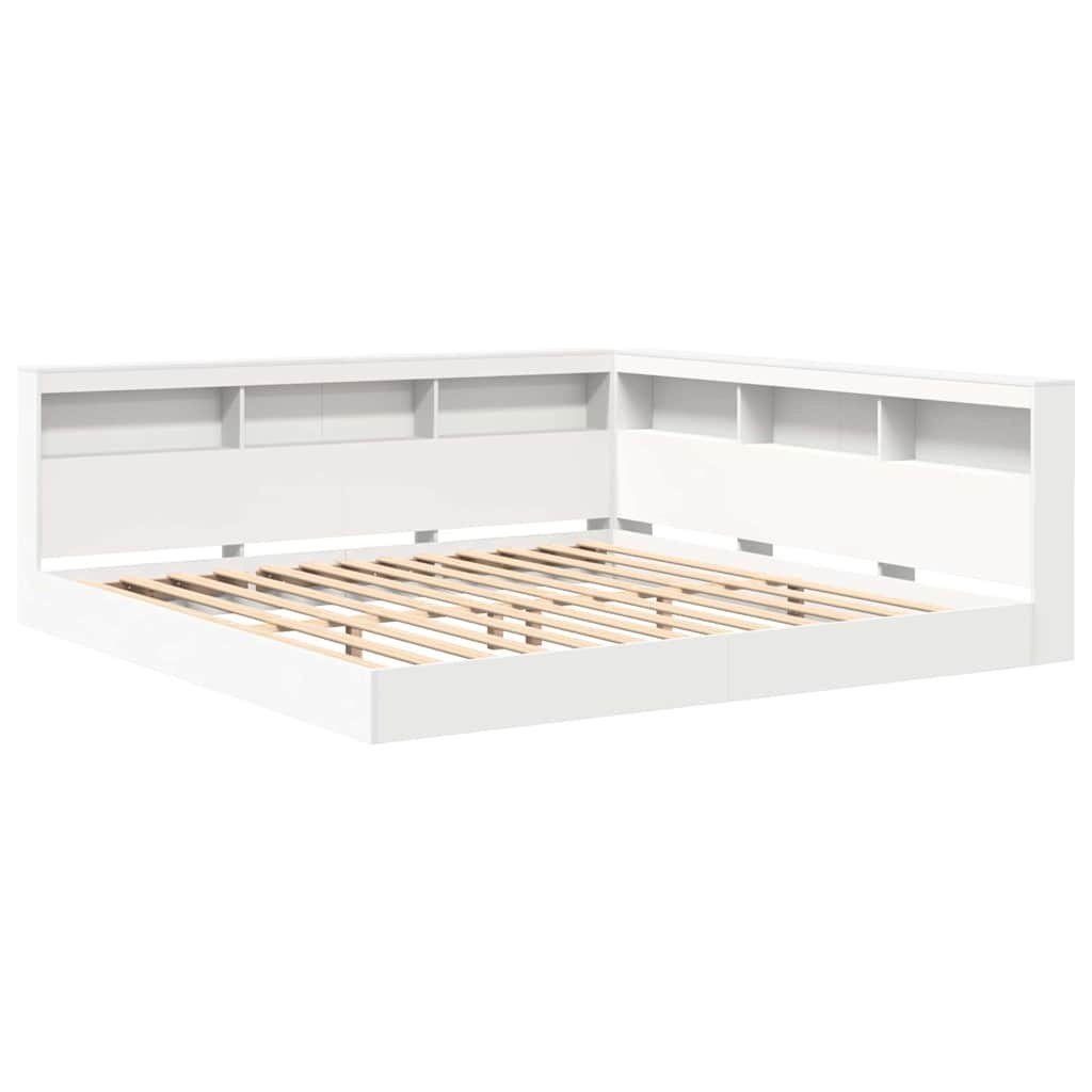 Łóżko z biblioteką Białe 180x200 cm Drewno inżynieryjne Lumarko!