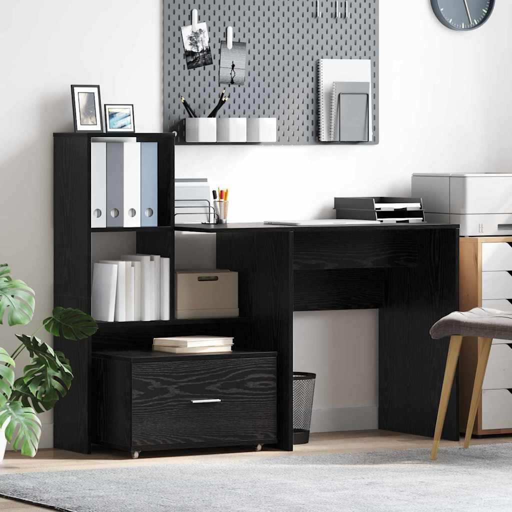 Biurko Czarny dąb 131.5 x 50 x 106.5 cm Materiał drewnopochodny Lumarko!