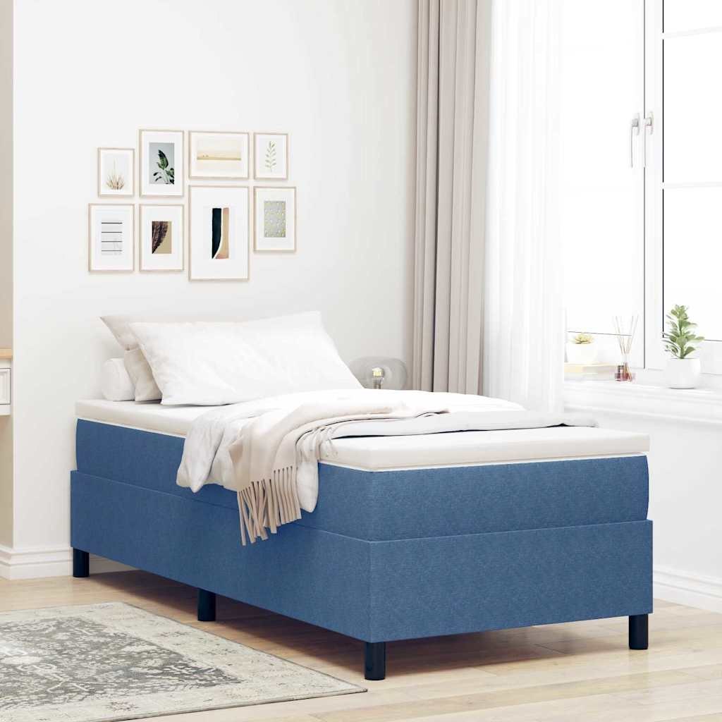 Łóżko z materacem typu box spring w niebieskim kolorze, 100 x 200 cm, z weluru Lumarko!