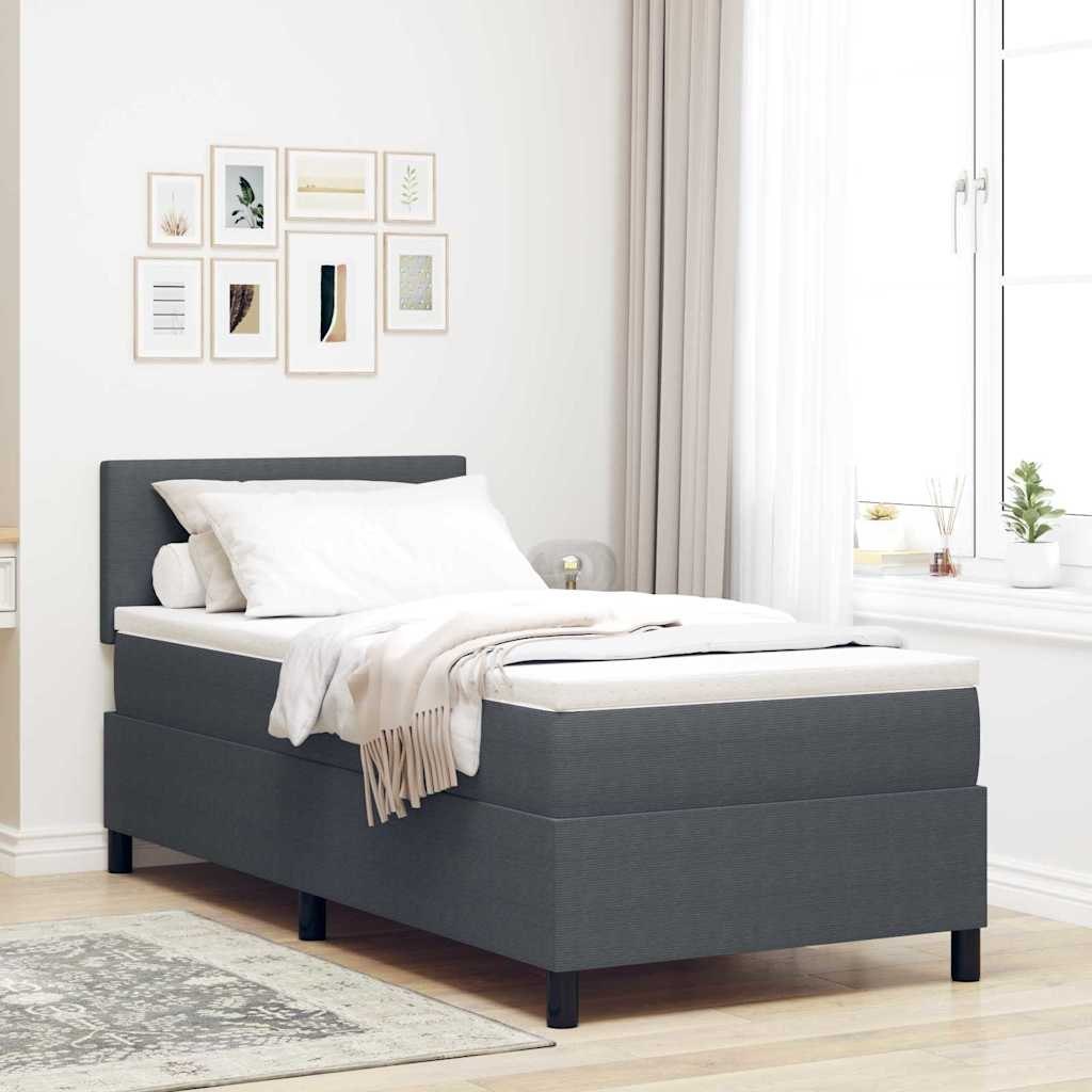 Łóżko z zapadnięciem z materacem i LED ciemnoszare 80x200 cm tkanina korduroy Lumarko!