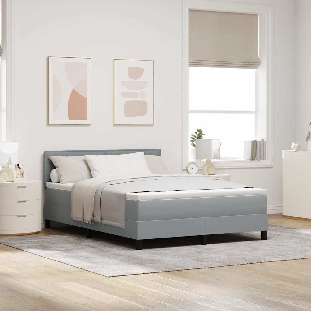 Łóżko box spring z materacem jasnoszare 140x190 cm tkanina Lumarko!