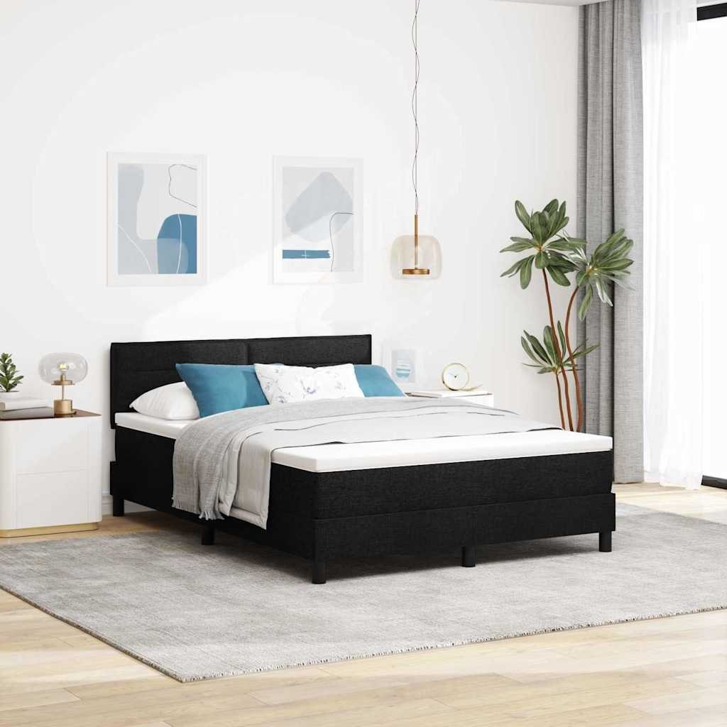 Łóżko typu box spring z materacem Czarny 160x200 cm Tkanina Lumarko!