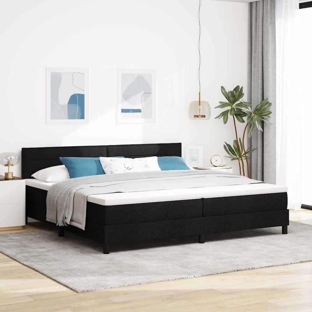 Łóżko kontynentalne z materacem czarne 200x200 cm materiał Lumarko!