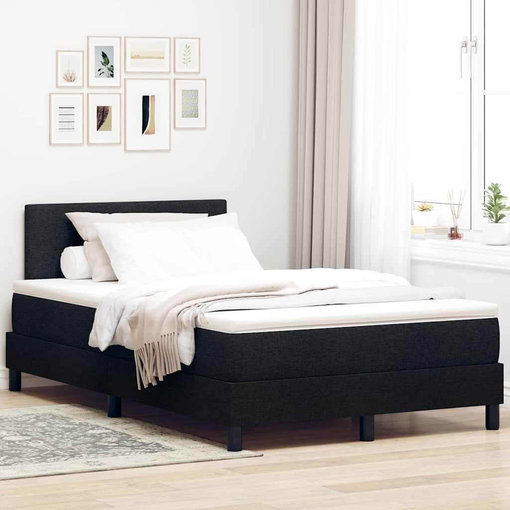 Łóżko ze sprężyną z materacem czarne 120x190 cm tkanina Lumarko!
