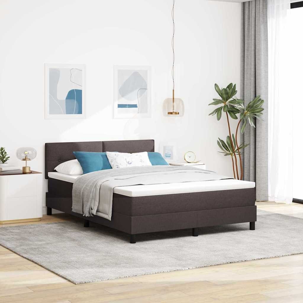 Łóżko Box Spring z materacem Ciemnobrązowe 140x200 cm Tkanina Lumarko!