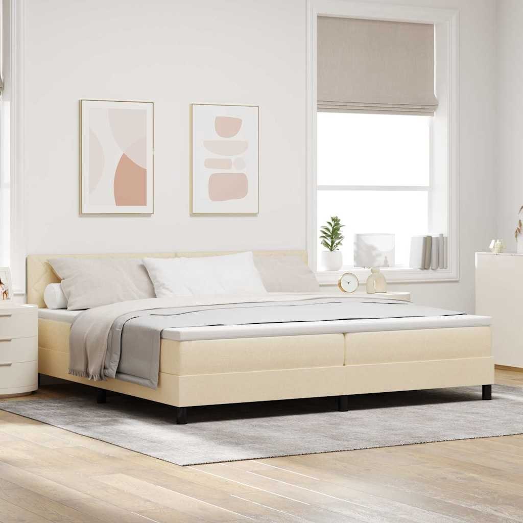 Łóżko Box Spring z materacem Kremowe 200x200 cm Tkanina Lumarko!