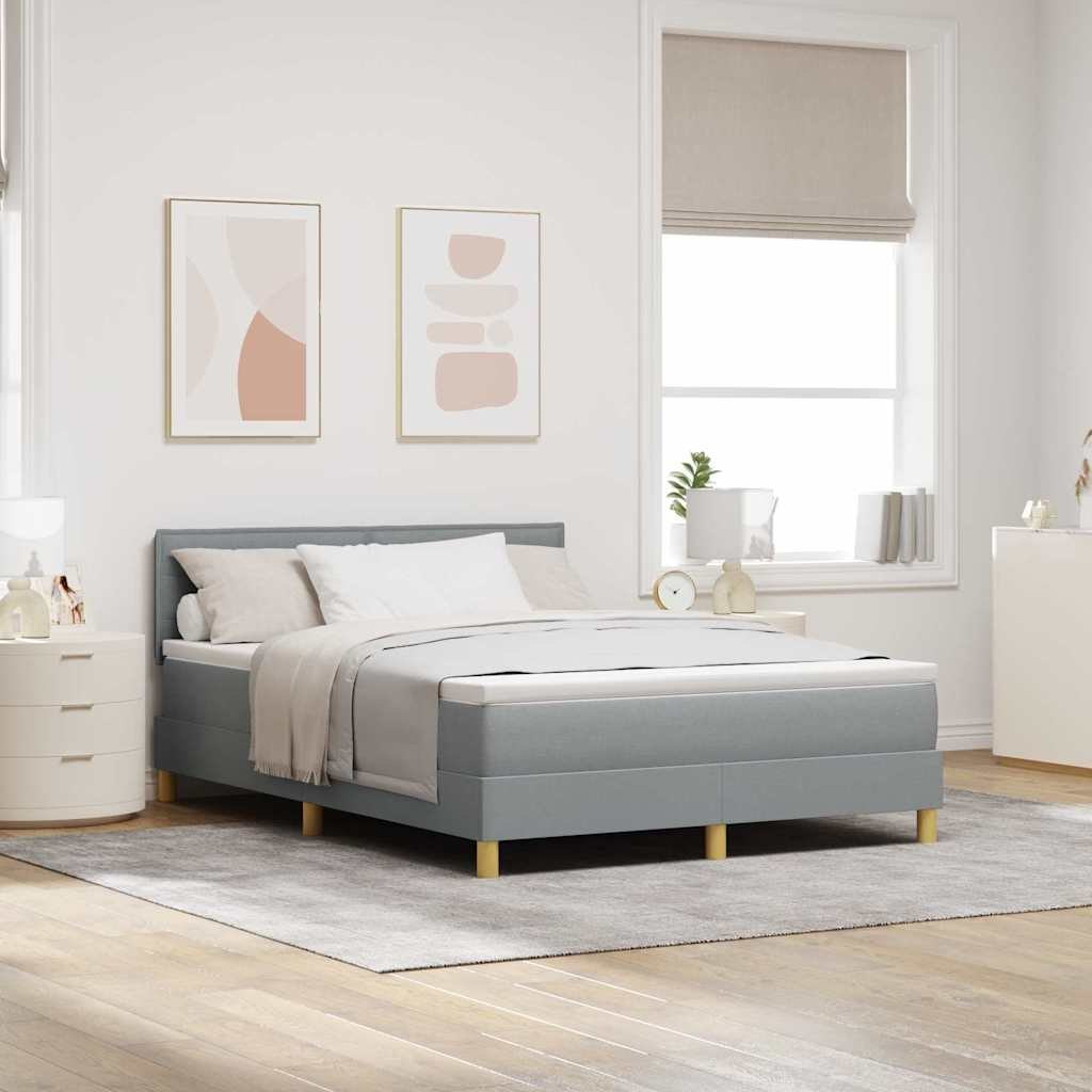 Łóżko box spring z jasnoszarym materacem 160x200 cm tkanina Lumarko!