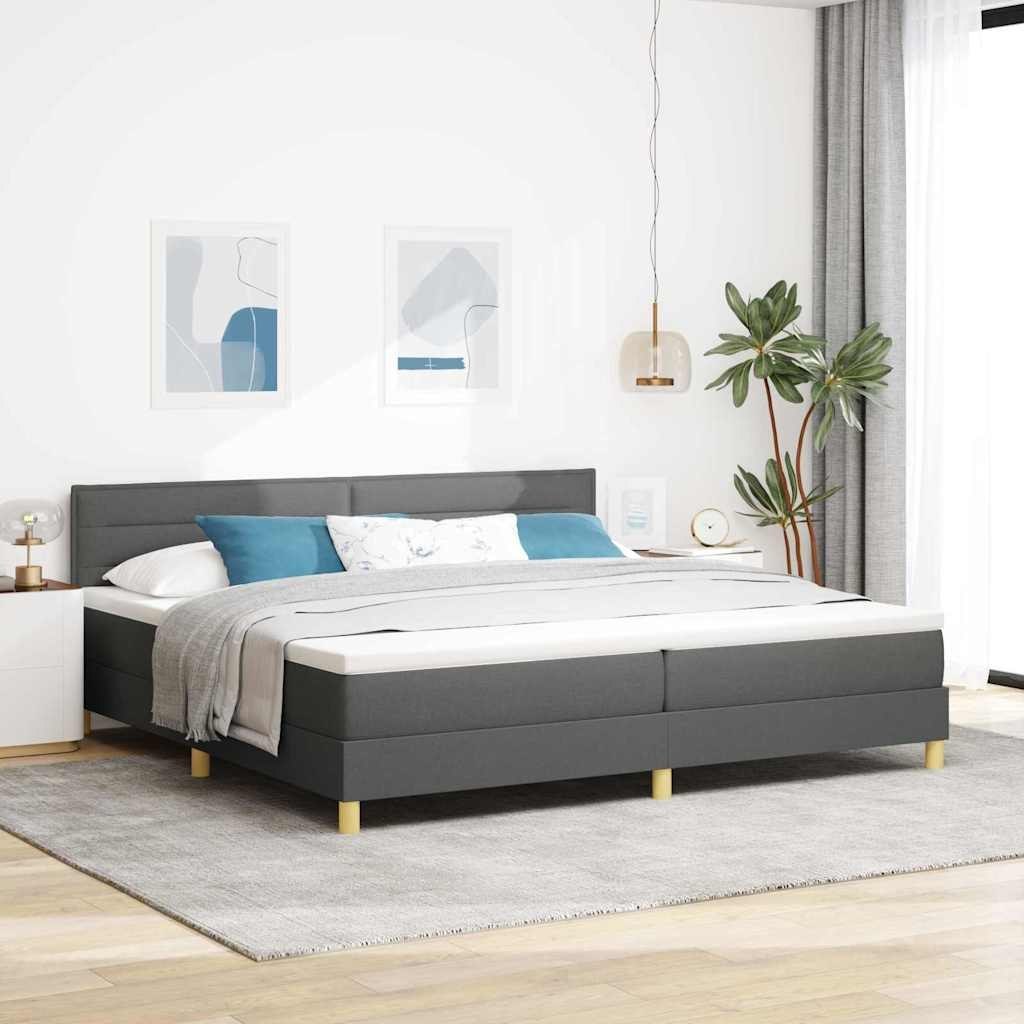 Łóżko Box Spring z materacem Ciemnoszare 200x200 cm Tkanina Lumarko!