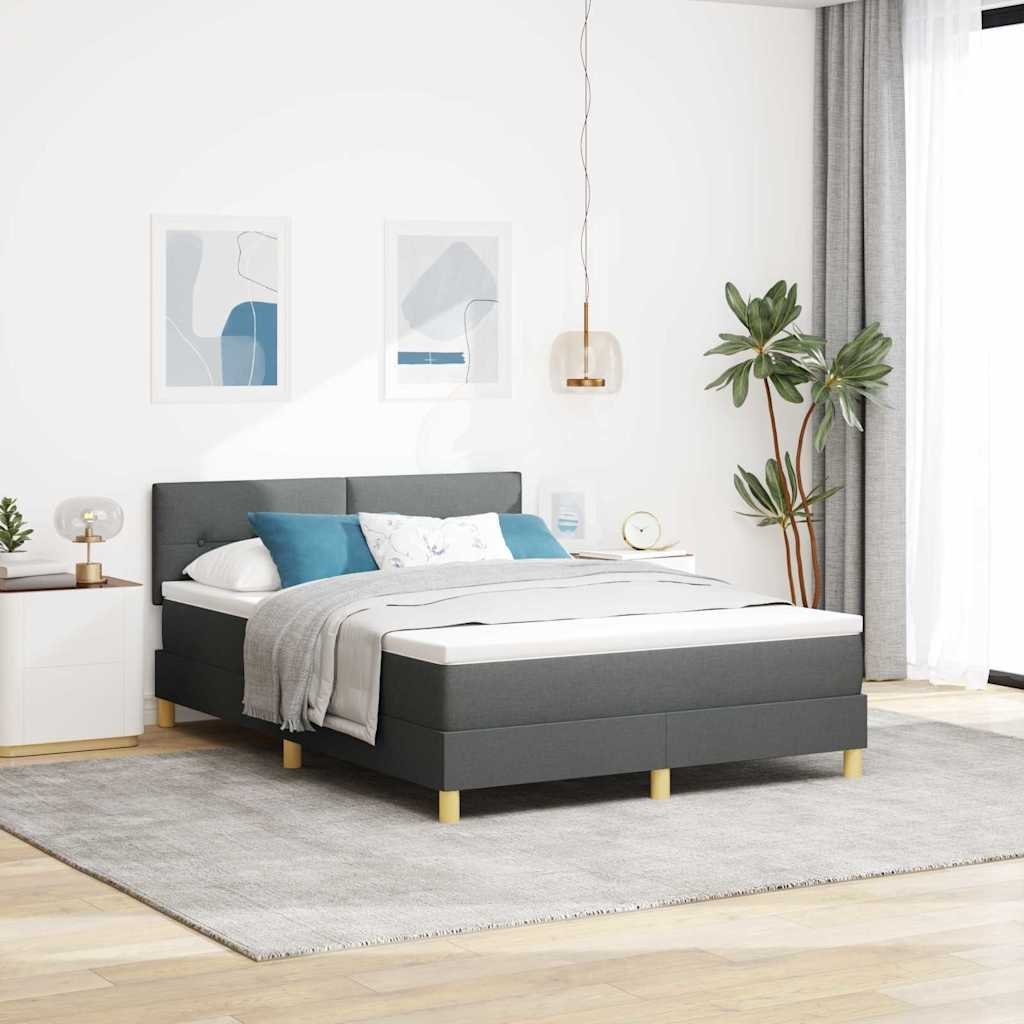 Łóżko z materacem sprężynowym Ciemnoszare 160x200 cm Tkanina Lumarko!