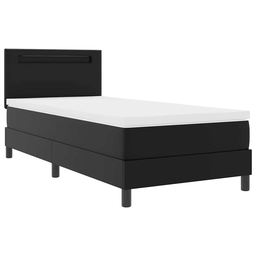 Łóżko Box Spring od - czarne, 90x200 cm, sztuczna skóra Lumarko!