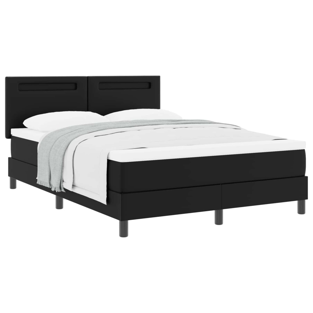 Łóżko typu box spring z czarnym materacem, 140x190 cm, ekoskóra Lumarko!