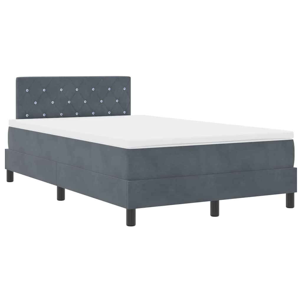 Łóżko typu box spring z materacem ciemnoszary mały podwójny aksamit Lumarko!
