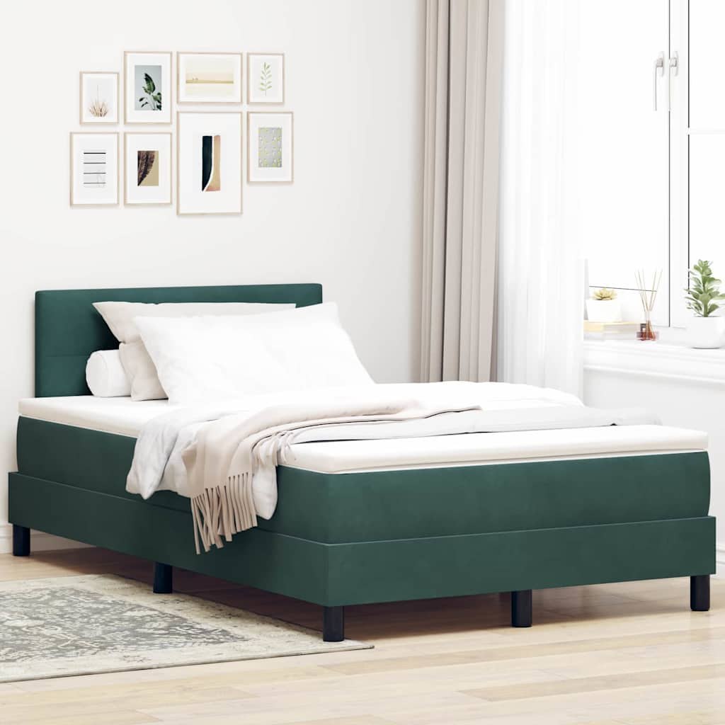 Łóżko Box Spring z materacem ciemnozielone małe podwójne aksamitne Lumarko!