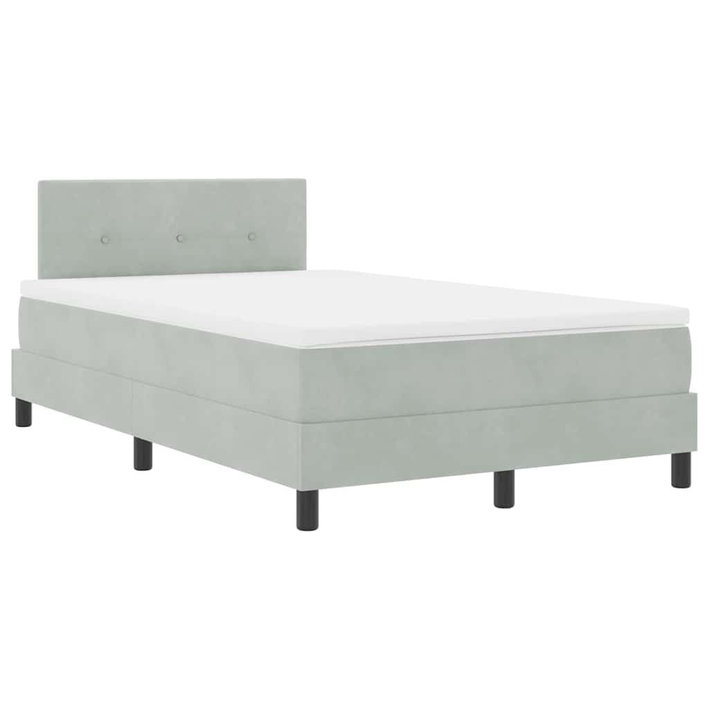 Łóżko z materacem Box Spring Jasnoszare Małe Podwójne Aksamit Lumarko!