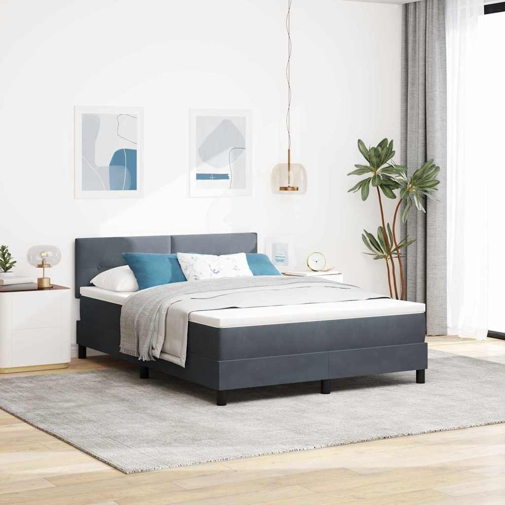 Łóżko z materacem z sprężynami box, ciemnoszare 140x190 cm, aksamit Lumarko!