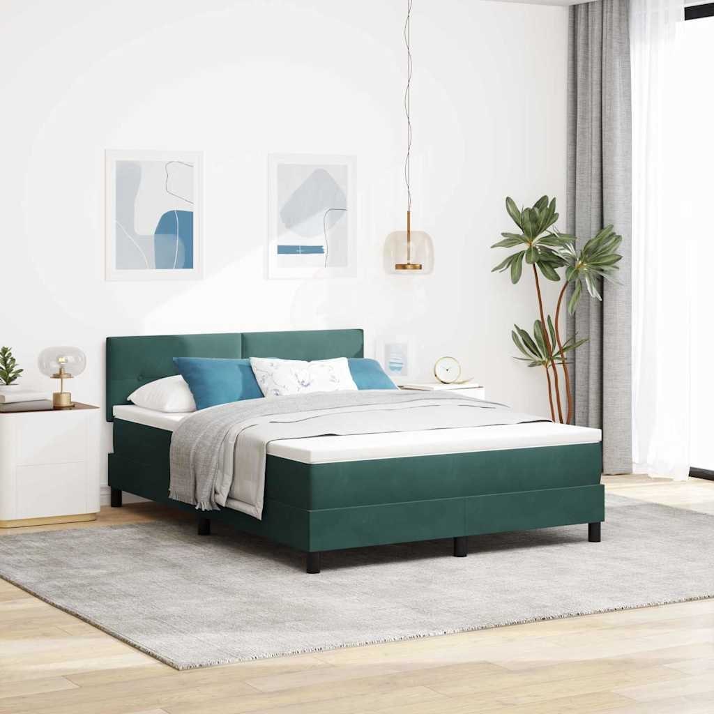 Box Spring Łóżko z Materacem Ciemnozielone 140x190 cm Velvet Lumarko!