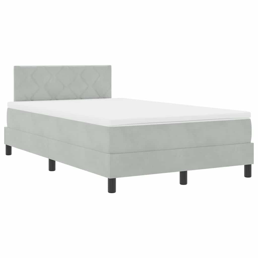 Łóżko z box spring z materacem Jasnoszary Małe podwójne Aksamit Lumarko!