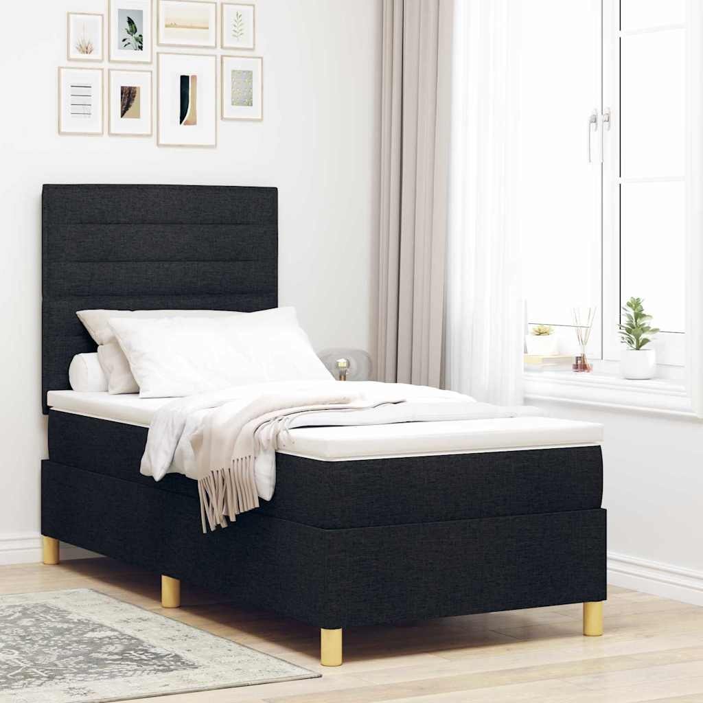 Łóżko Box Spring z materacem Czarne 80x200 cm Tkanina Lumarko!
