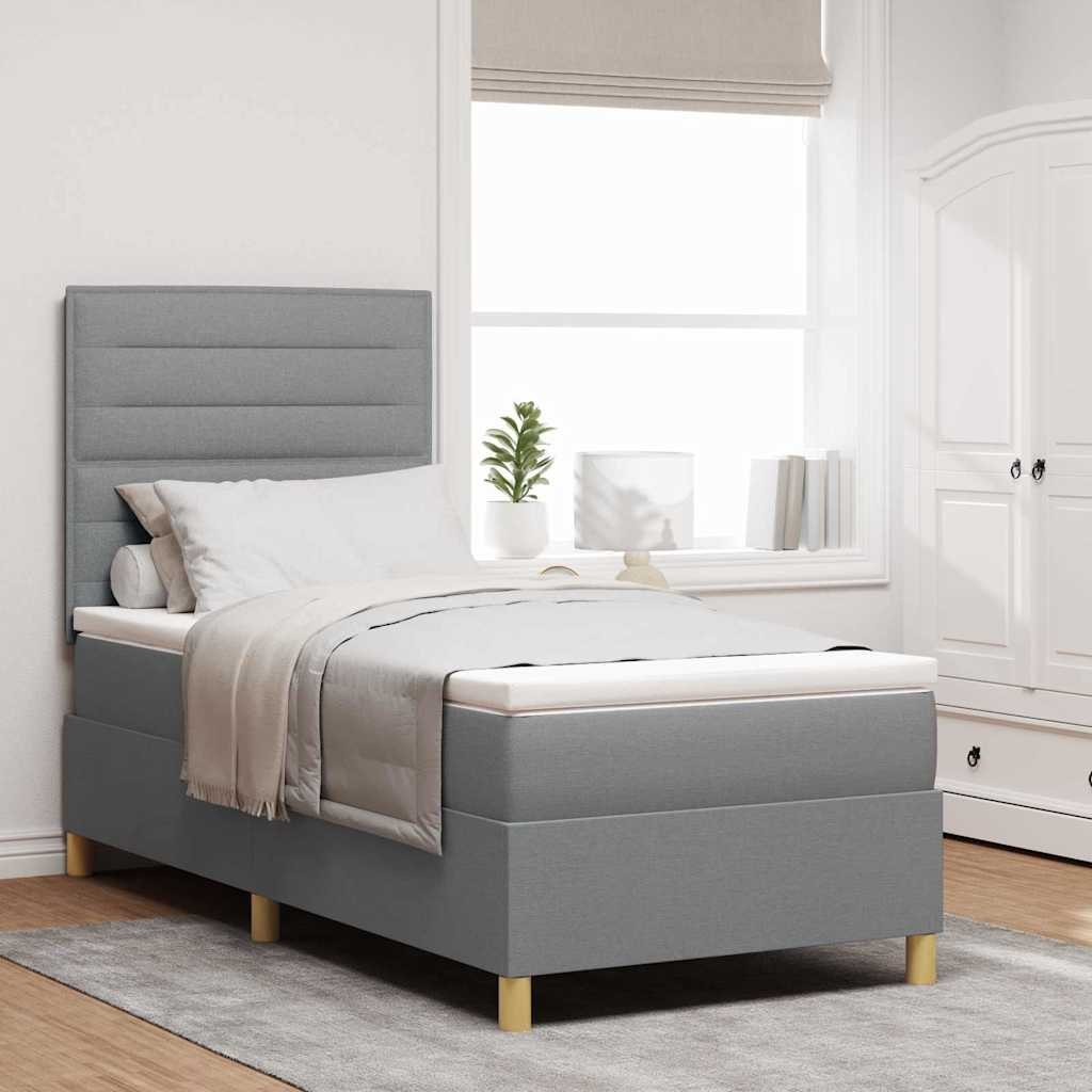 Łóżko Box Spring z materacem jasnoszarym 100x200 cm tkanina Lumarko!