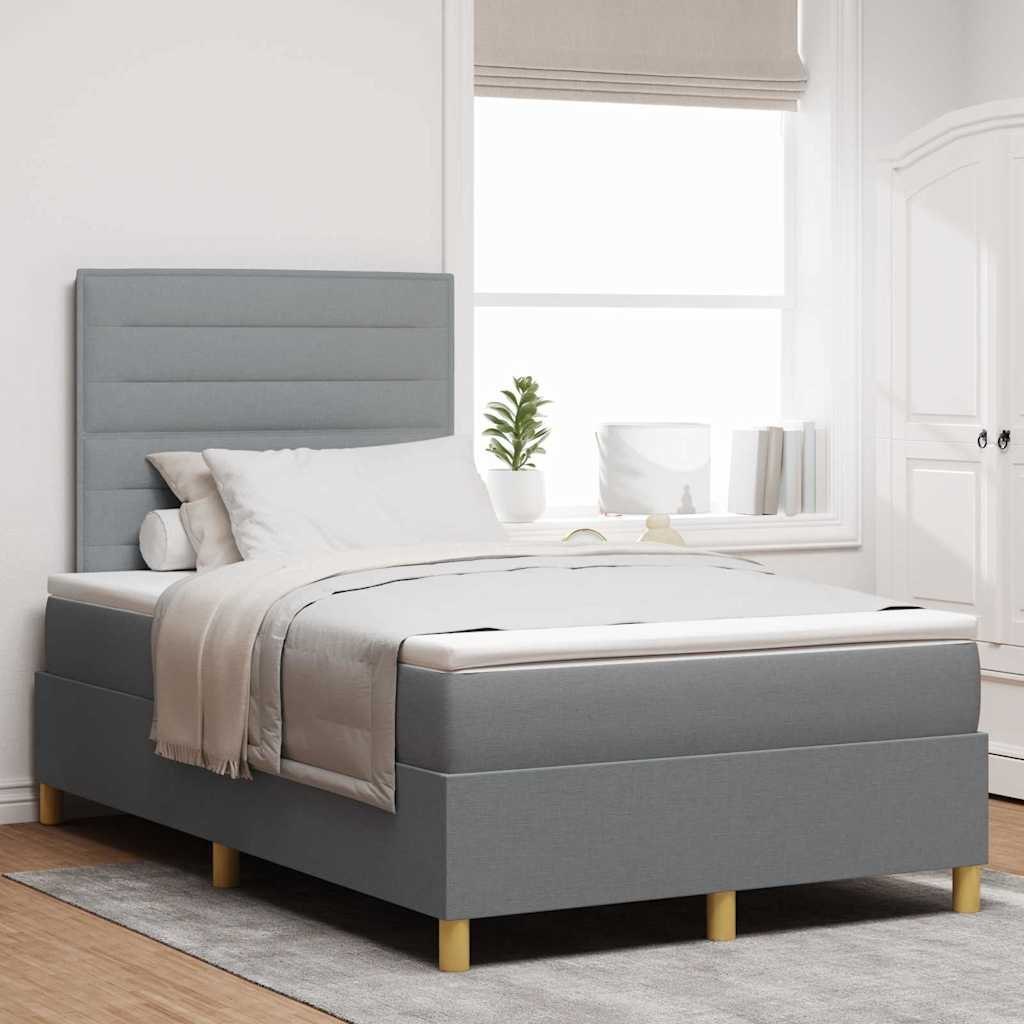 Łóżko Box Spring z materacem jasnoszare małe podwójne tkanina Lumarko!