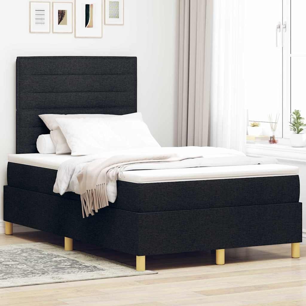Łóżko Sprężynowe z Materacem Czarnym 120x200 cm Tkanina Lumarko!