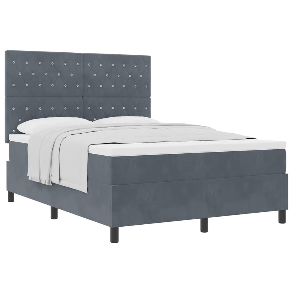 Box Spring Łóżko z Materacem Ciemnoszary 160x200 cm Aksamit Lumarko!