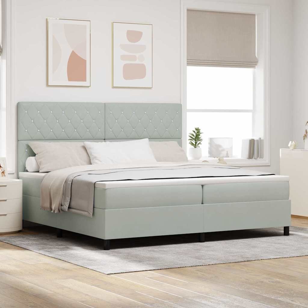 Łóżko Box Spring z materacem Jasnoszary 200x200 cm Aksamit Lumarko!