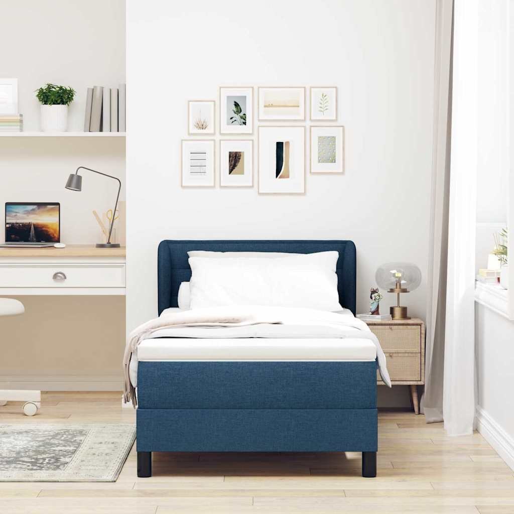 Łóżko Box Spring z materacem Niebieskie 100x200 cm Tkanina Lumarko!
