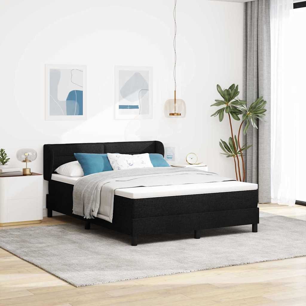 Łóżko kontynentalne z materacem czarne 160x200 cm tkanina Lumarko!