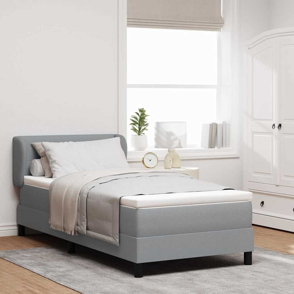 Łóżko Box Spring z materacem Jasnoszare 90x190 cm Tkanina Lumarko!