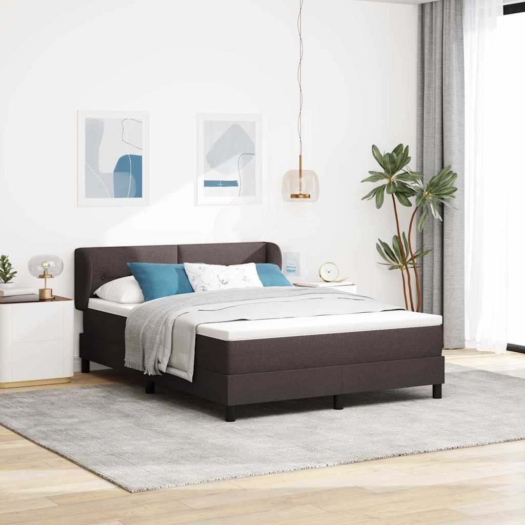 Łóżko kontynentalne z materacem ciemny brąz 140x200 cm tkanina Lumarko!