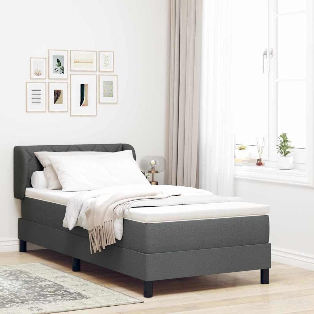 Łóżko Box Spring z materacem ciemnoszare 90x190 cm tkanina Lumarko!