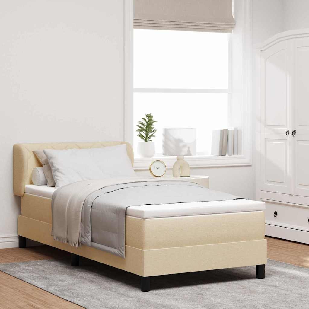 Łóżko Box Spring z materacem Kremowe 100x200 cm Tkanina Lumarko!